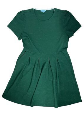 Draper James Green Shimmer Fit & Flare Dress XL Short Sleeve